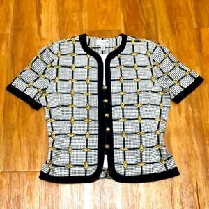 Vintage Adrianna Papell Black & White Top Size 10